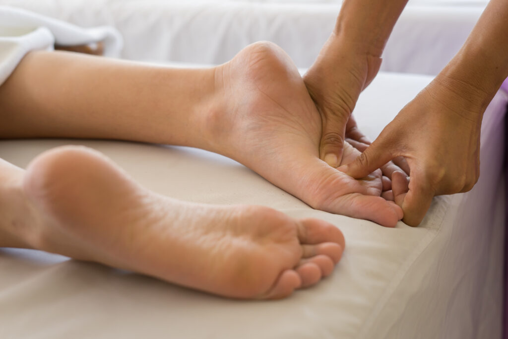 Close-up of a foot massage at Palms Thai Massage in San Francisco