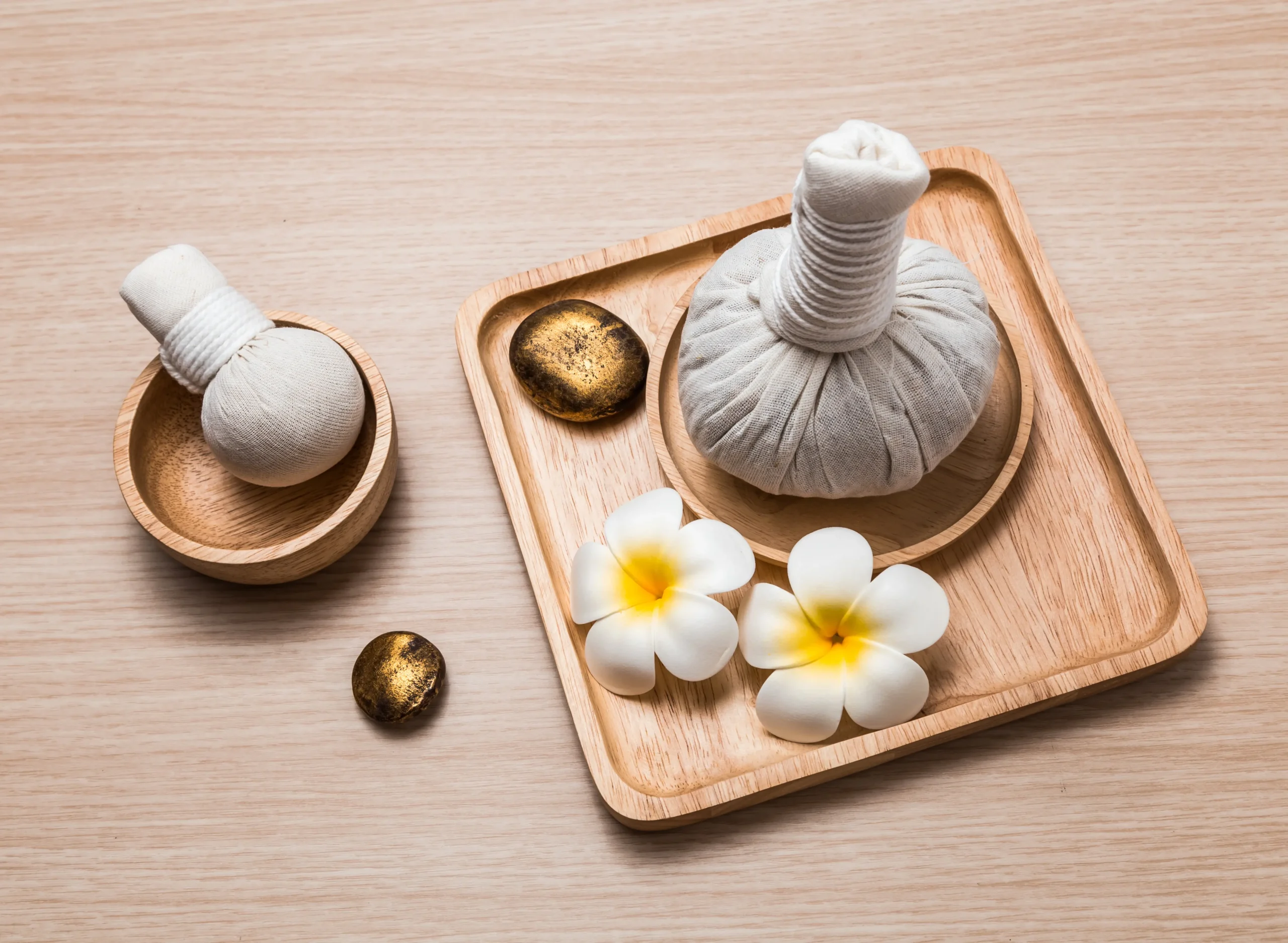 Thai herbal compress balls used in our hot herbal massage